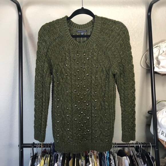 AMERICAN Eagle Green Studded Sweater - Picture 1 of 4